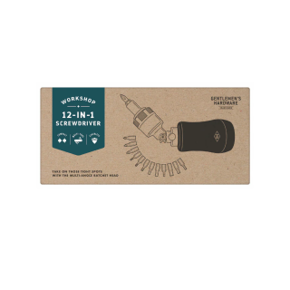 12-in-1 Screwdriver Multitool von Gentlemen's Hardware - Schraubenzieher mit verschiedenen Aufsätzen die im Griff aufbewahrt werden. 