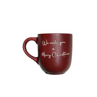 'We wish you a merry Christmas' Tasse aus Steingut in der Farbe Dunkelrot
