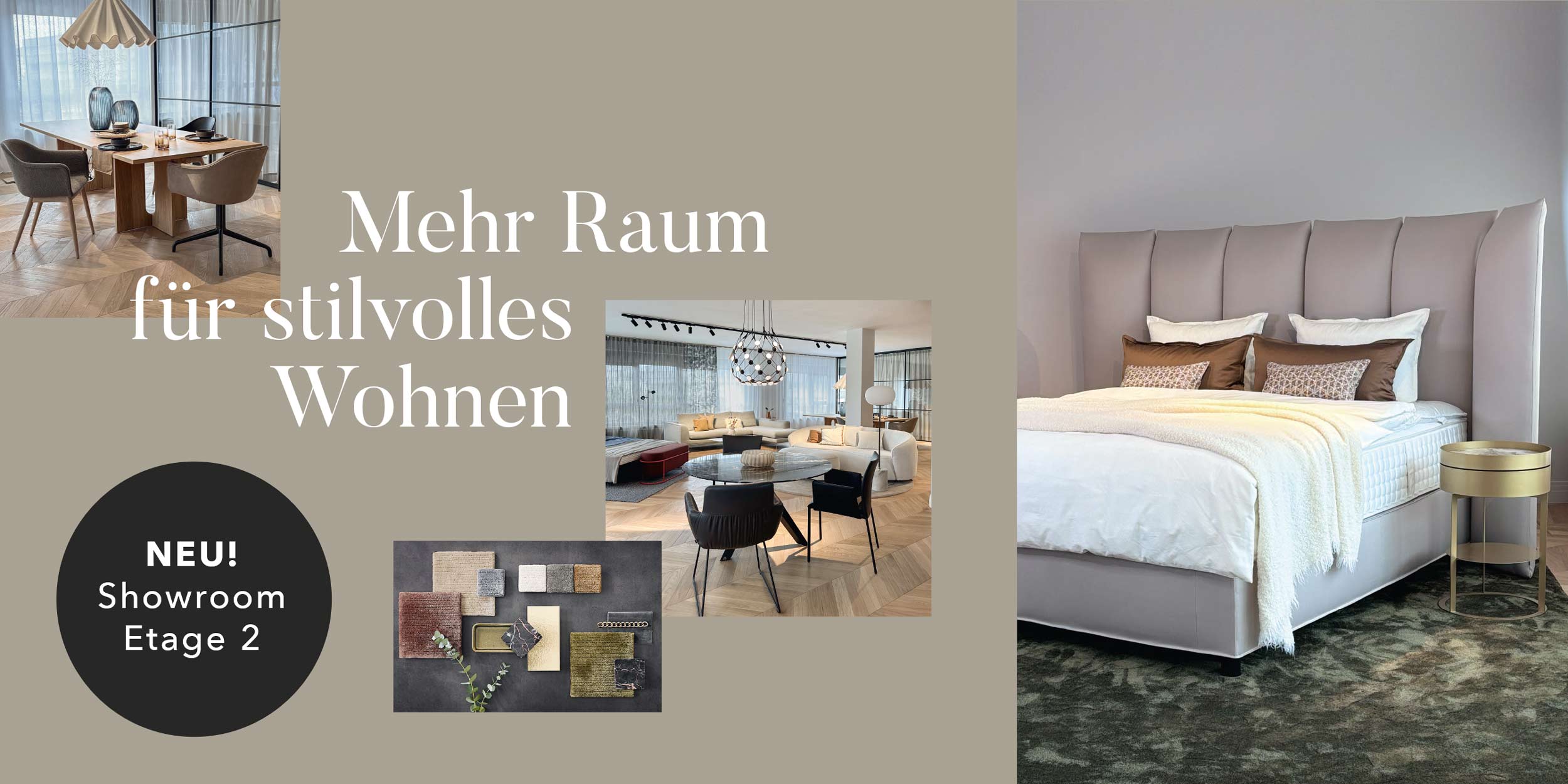 Neuer Schauraum in Etage 2 mit modernen Möbeln - Esszimmer, Sofa und Schlafzimmer